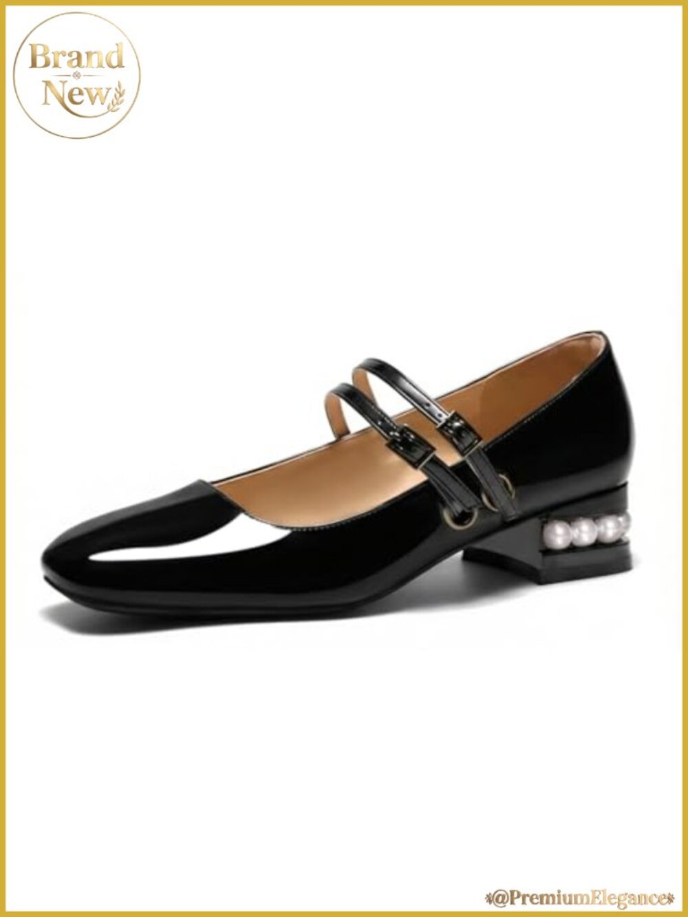 Faux Leather Mary Jane Low Heels Double Strap Square Toe Pumps